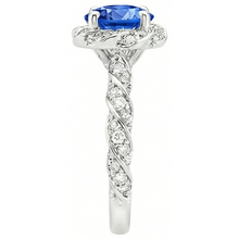 Round Ceylon Sapphire Gem Stone Natural Earth Mined DIAMOND ( NOT LAB GROWN ) Ring White Gold 14K 2.15 Ct.