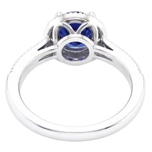 Round Ceylon Sapphire Halo Natural Earth Mined DIAMOND ( NOT LAB GROWN ) Ring White Gold Jewellery 1.5 Ct.