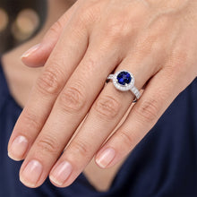 Round Ceylon Sapphire Halo Natural Earth Mined DIAMOND ( NOT LAB GROWN ) Ring White Gold Jewellery 1.5 Ct.