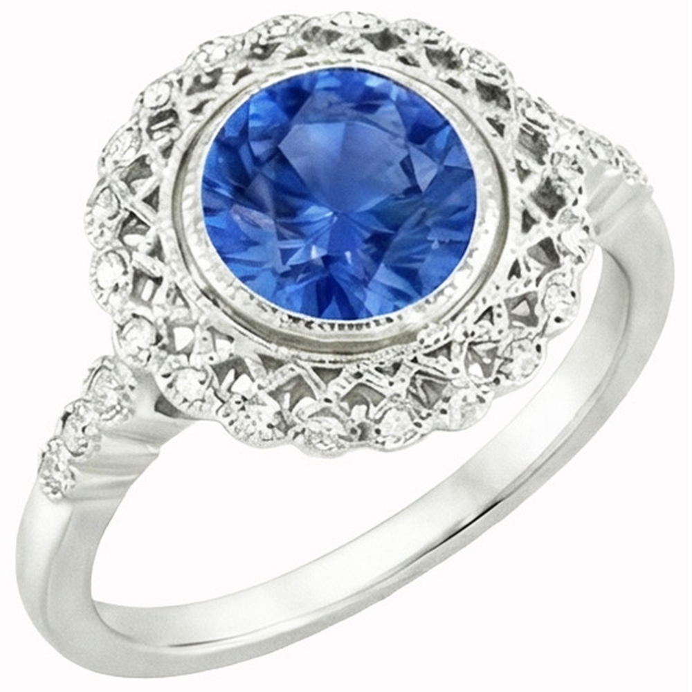natural round sapphire 3.80ct watch side angle