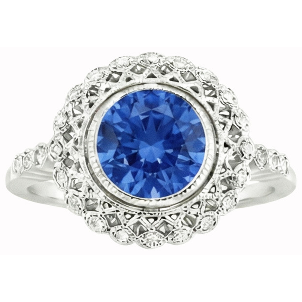 natural round sapphire 3.80ct watch close up detail