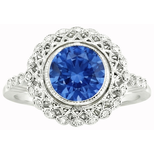 natural round sapphire 3.80ct watch close up detail