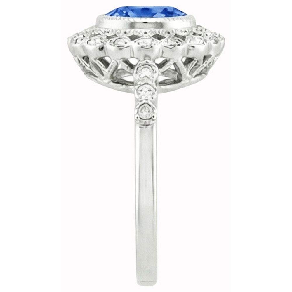 natural round sapphire 3.80ct watch profile view