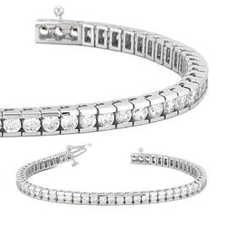 Round Channel Real Diamond Tennis Bracelet Solid Gold Jewelry 8.55 Ct