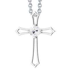 Round Cross Genuine Diamond Pendant 1 Carat Old European White Gold 14K