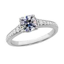 Round & Cushion Natural Old Mine Cut Diamond Ring With Accents 4.25 Carats
