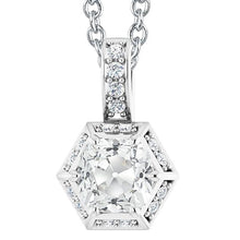 Round & Cushion Old Cut Halo Genuine Diamond Pendant White Gold 7.50 Carats