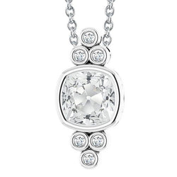 Round & Cushion Old Miner Genuine Natural Earth Mined Diamond Pendant 6 Carats Slide Bezel Set