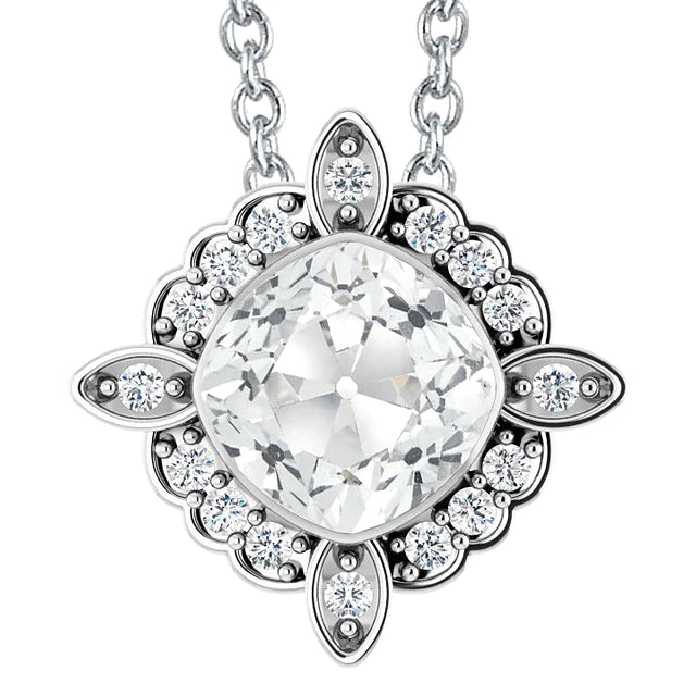 Round & Cushion Old Miner Real Diamond Pendant Slide Bezel Set 7 Carats