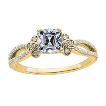 Round & Cushion Old Miner Natural Earth Mined Diamond Ring Split Shank Yellow Gold 4 Carats