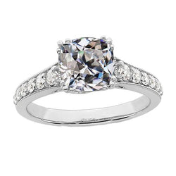 Round & Cushion Real Diamond Ladies Engagement Ring Gold Milgrain 7 Carats