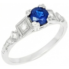 natural round sapphire 1.65ct ring front view