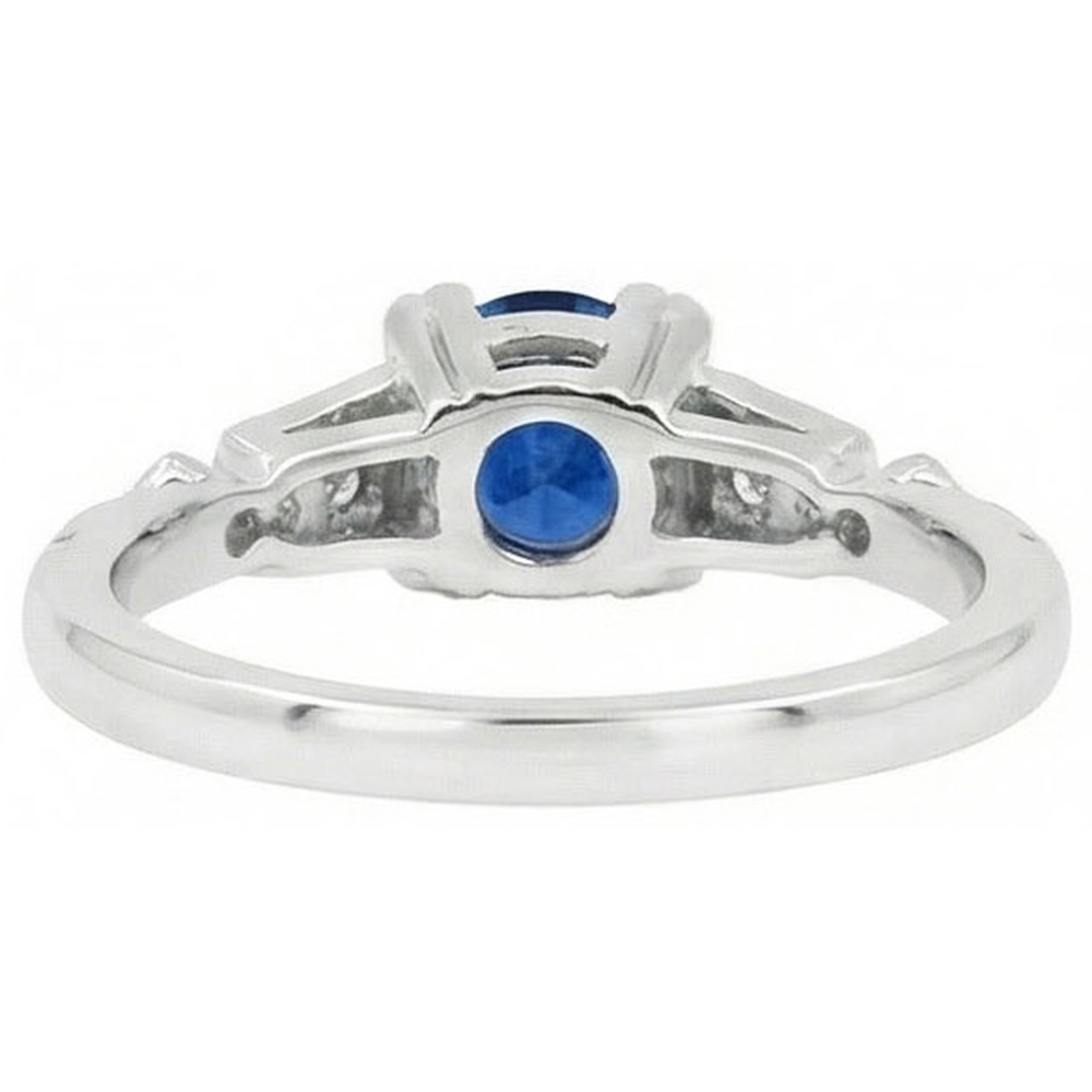 natural round sapphire 1.65ct ring profile view