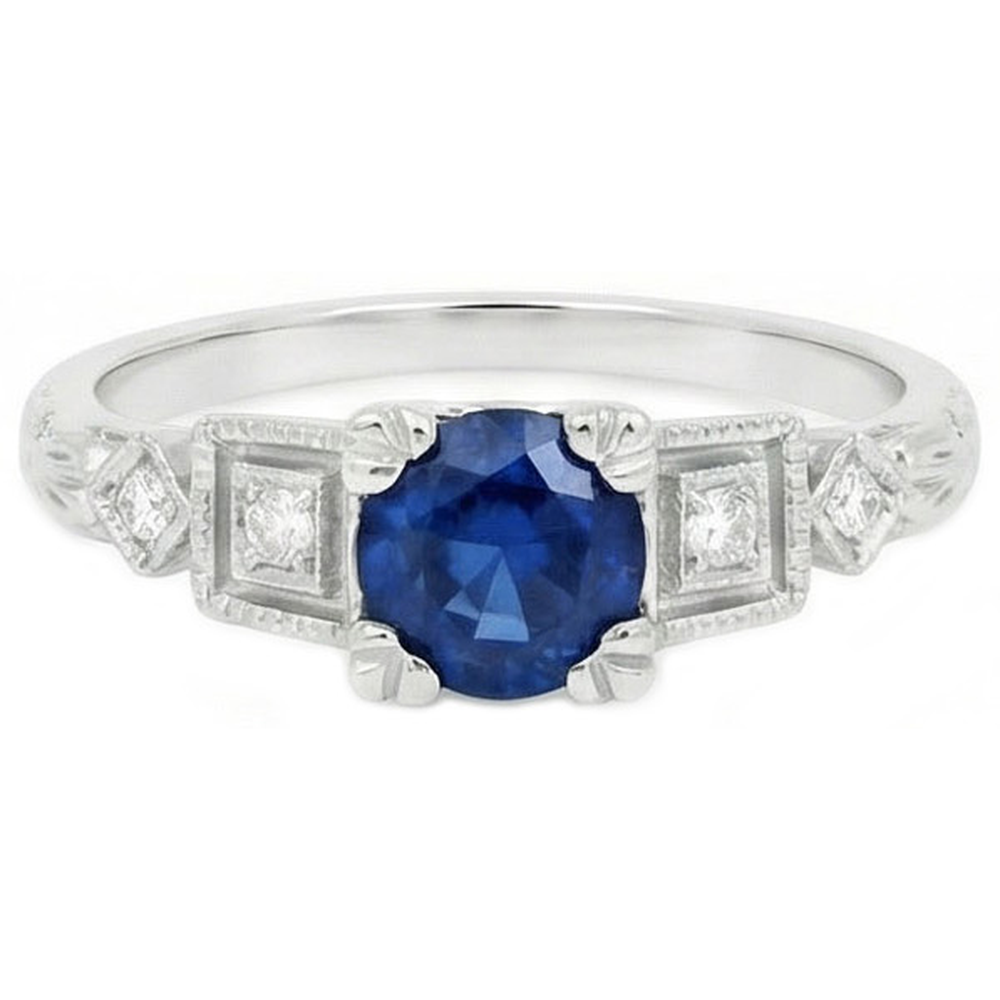 natural round sapphire 1.65ct ring top view