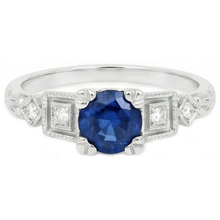 natural round sapphire 1.65ct ring top view