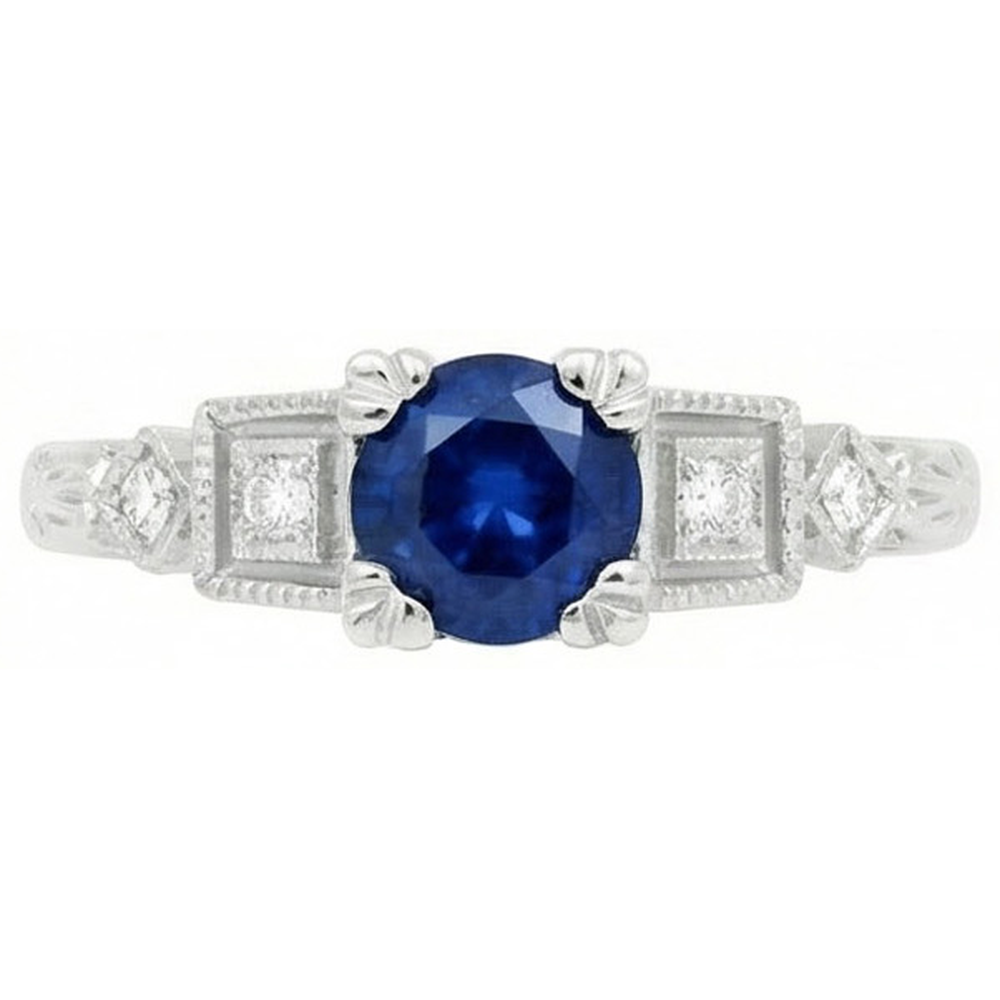 natural round sapphire 1.65ct ring side angle