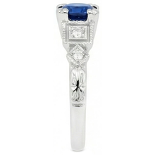 natural round sapphire 1.65ct ring close up detail