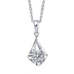 Round Cut 1.25 Carat Real Diamond Pendant Necklace Gold White 14K