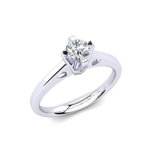 Round Cut 1.25 Carat Solitaire Natural Diamond Engagement Ring White Gold 14K