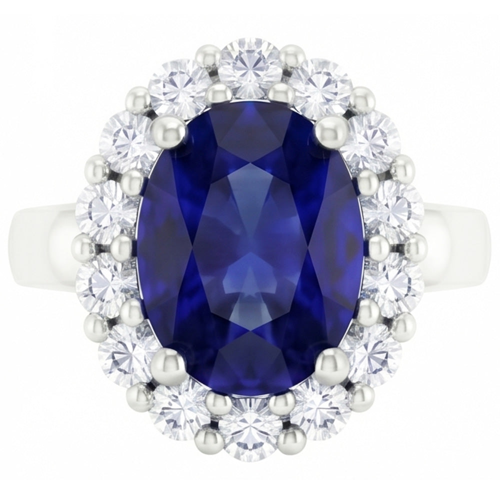 Round Cut 2.50 Ct Sri Lankan Sapphire And Natural Earth Mined DIAMOND ( NOT LAB GROWN )s Ring White Gold 14K