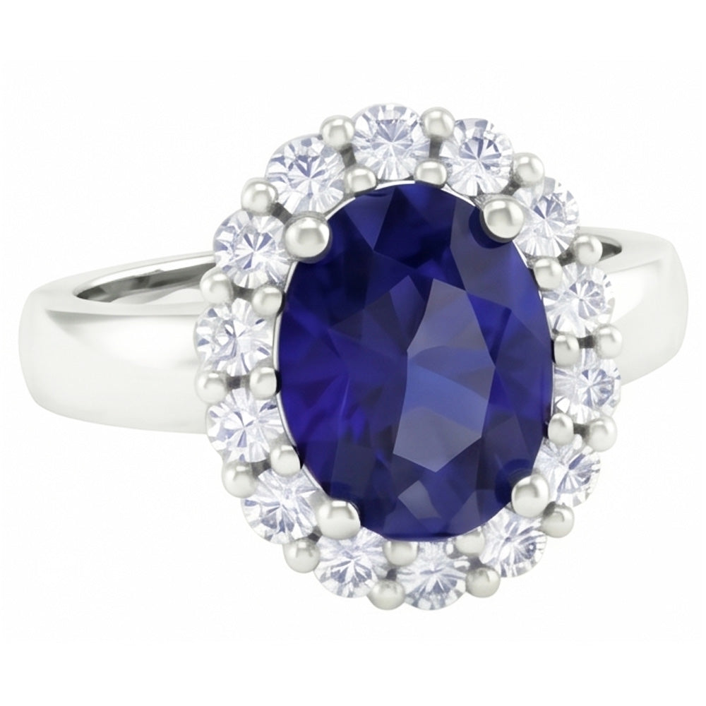 Round Cut 2.50 Ct Sri Lankan Sapphire And Natural Earth Mined DIAMOND ( NOT LAB GROWN )s Ring White Gold 14K