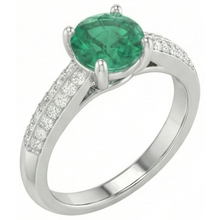 natural round emerald 2.60ct ring profile view
