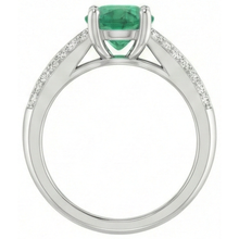 natural round emerald 2.60ct ring with diamond accents