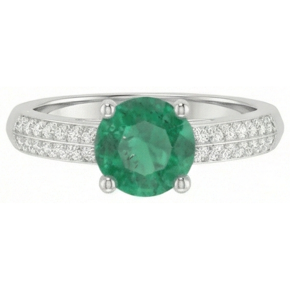 natural round emerald 2.60ct ring side angle