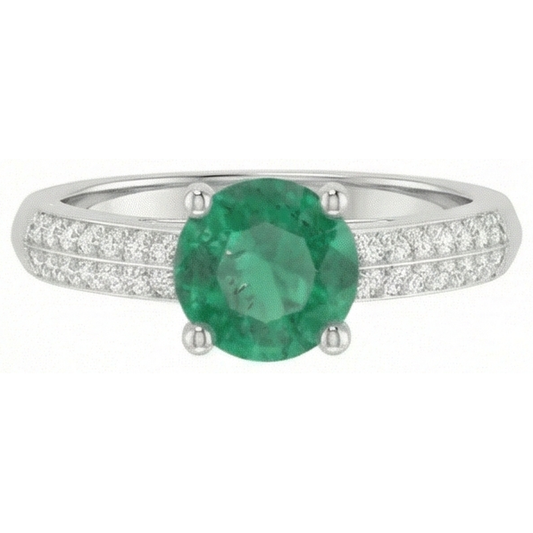 natural round emerald 2.60ct ring side angle