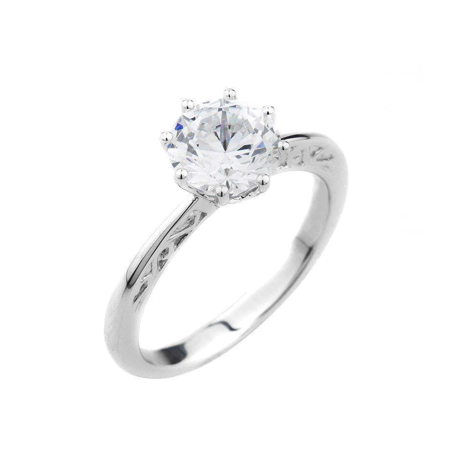 Round Cut 2 Carat Solitaire Real Diamond Engagement Ring