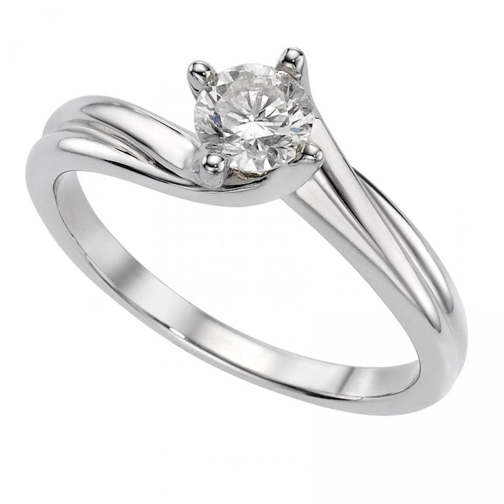Round Cut 2 Carats Real Diamond Engagement Solitaire Ring White Gold 14K