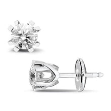 Round Cut 2 Ct Real Diamond Ladies Studs Crown Setting 14K White Gold