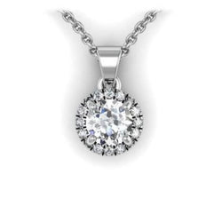 Round Cut 2.40 Carats Natural Earth Mined Diamonds Pendant Necklace Gold White 14K