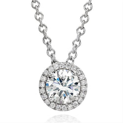 Round Cut 2.75 Ct. Natural Diamonds Pendant Necklace With Chain White 14K