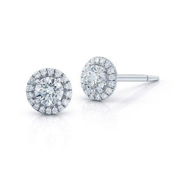 Round Cut 2.80 Carats Real Diamonds Studs Halo Earrings White Gold 14K