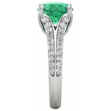 Round Cut 3.20 Ct. Green Emerald And Natural Earth Mined Diamonds Wedding Ring Gold White 14K