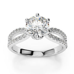 Round Cut 3 Carats Real Diamond Engagement Ring Split Shank New