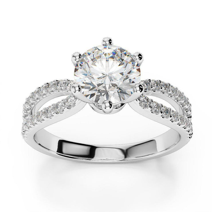 Round Cut 3 Carats Real Diamond Engagement Ring Split Shank New