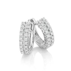 Round Cut 3.10 Carats Real Diamonds Lady Hoop Earrings White Gold 14K
