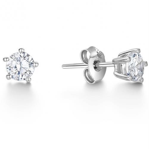 Round Cut 3.50 Carats Real Diamonds Lady Studs Earrings White Gold 14K