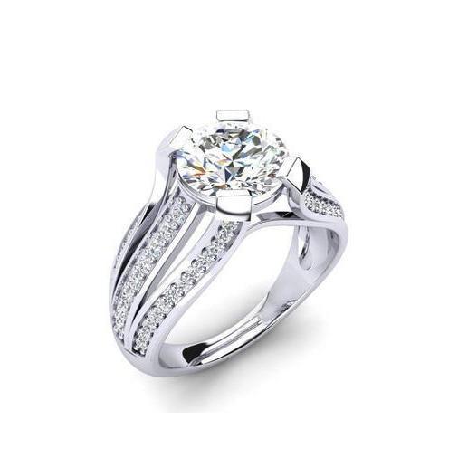 Round Cut 3.50 Ct Genuine Diamonds Engagement Ring White Gold 14K