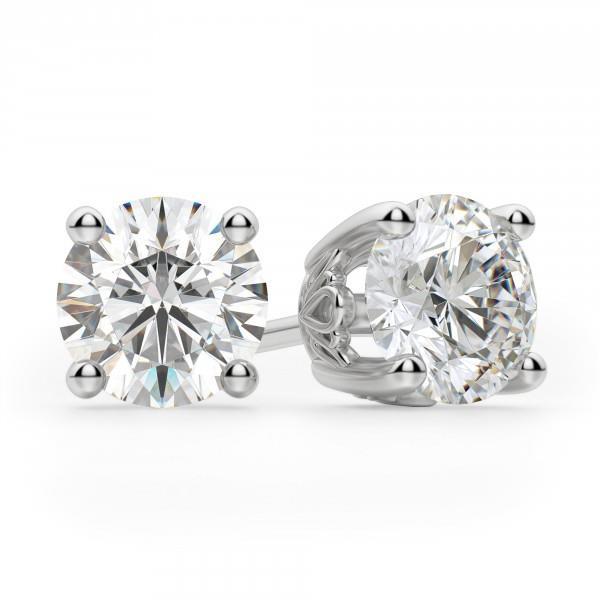 Round Cut 3.50 Ct Genuine Diamonds Studs Earrings White Gold 14K