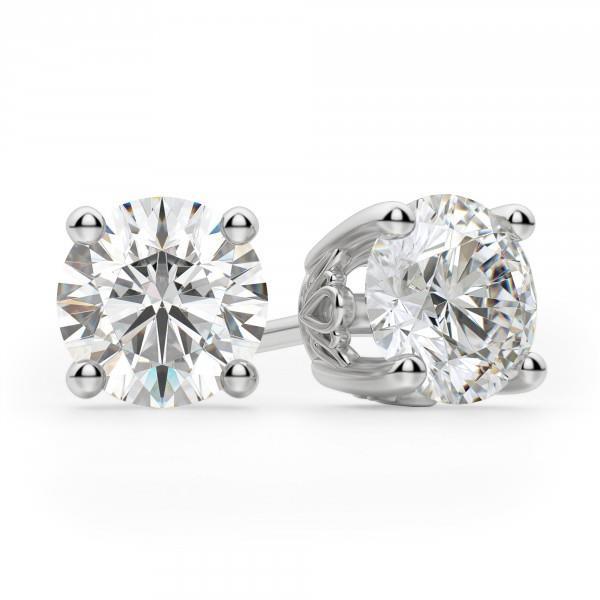 Round Cut 3.50 Ct Genuine Diamonds Studs Earrings White Gold 14K