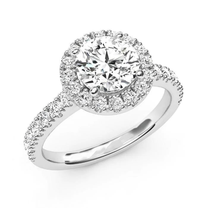 Round Cut 3.50 Ct Real Diamonds Wedding Halo Ring White