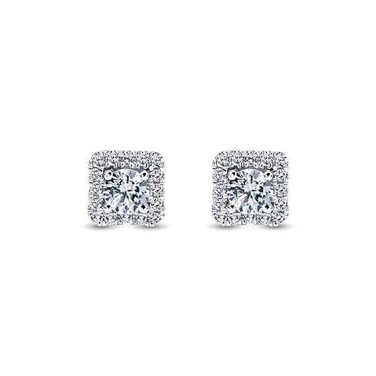 Round Cut 3.60 Carats Halo Real Diamonds Women Studs Earring White Gold