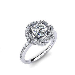 Round Cut 3.60 Carats Natural Diamond Fancy Ring White Gold 14K New