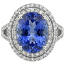 natural round tanzanite 4.20ct ring side angle