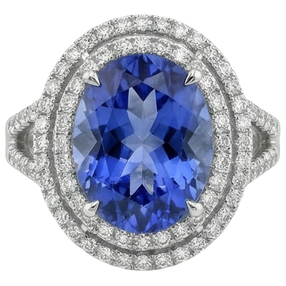 natural round tanzanite 4.20ct ring side angle