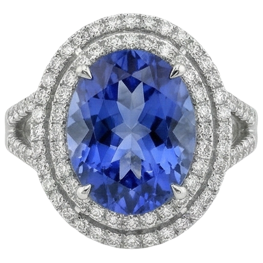 natural round tanzanite 4.20ct ring side angle