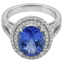 natural round tanzanite 4.20ct ring top view